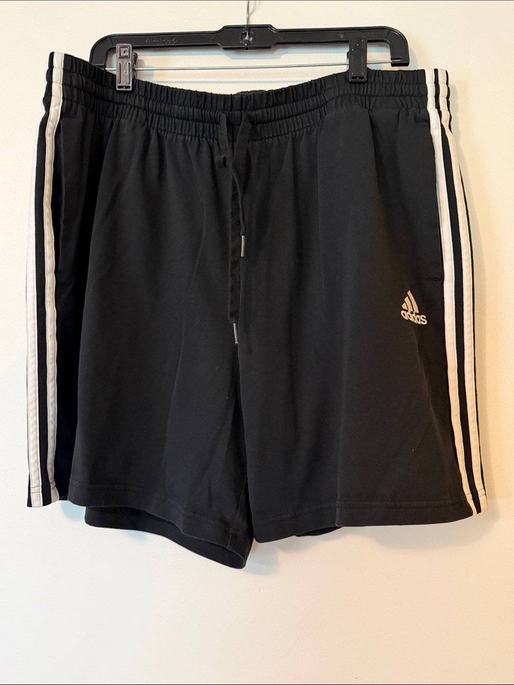 adidas Black Men's Athletic Shorts with White Side Stripes